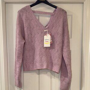 Pink Rose Lilac V-Neck Sweater